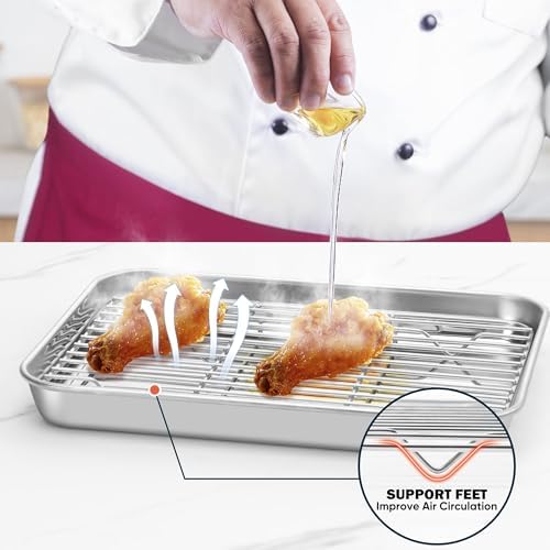 Homikit Stainless Steel Cooling Racks Set for Oven Cooking Baking, 4 PCS