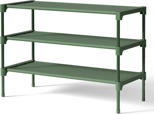 Kitsure Shoe Rack - Non-Woven Shoe Rack Shelf, 27.5" Wide - 3 Tier, Green
