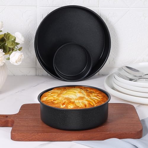 E-far Cake Pan Set of 3(4/6/8 Inch), Nonstick Stainless Steel Cake Pans
