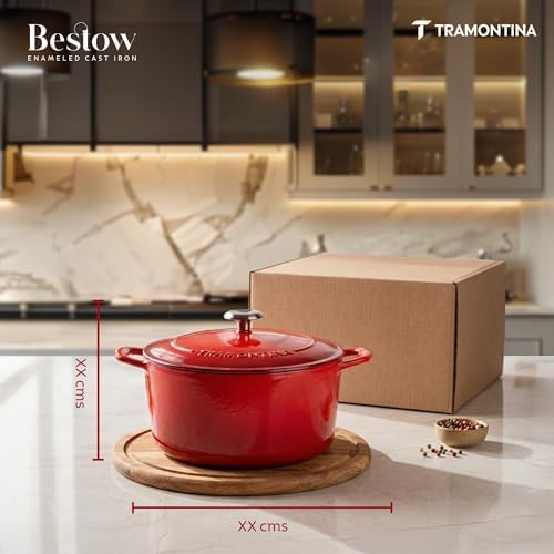 Tramontina Bestow Enameled Cast Iron 5.5-Qt Round Dutch Oven Pot with Lid