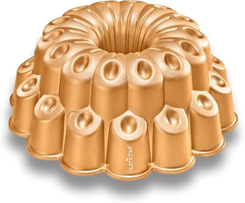 NutriChef 9 Inch Marquise Cake Pan, Thick & Heavy Cast Aluminum Bakeware Cake Mold for Cake with Fluted Easy-Release Edges for Uniform Browning & Baking, Nonstick Heat-Resistant Coating