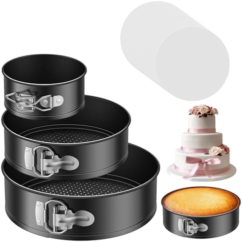 Kootek Cake Pan Set of 3, Springform Pans 4, 7, 9 Inch, 50 Parchment Paper