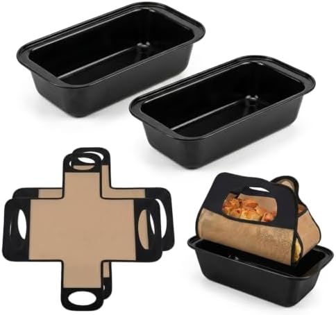 2-Pack 9x5 Nonstick Loaf Pan Set, Carbon Steel Bread Pan with Slings