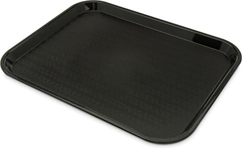 Carlisle FoodService Products Cafe Plastic Fast Food Tray, 14" x 18", Black (Pack of 2)