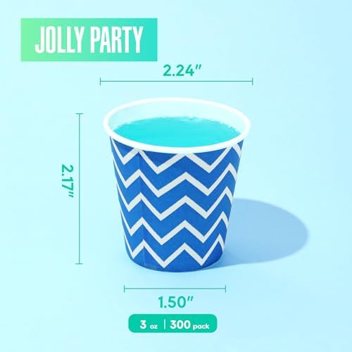 JOLLY PARTY 300Pack Paper Cups, 3oz Disposable Bathroom Cups, Mouthwash Cup