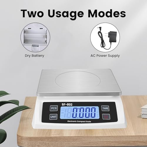 Digital Kitchen Scale 30kg/66lb Large Food Scale for Baking Cooking Stainless Bread Scale with LCD Display Counting Scales for Commercial(Color : Stainless White)