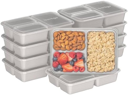 Bentgo Prep 3-Compartment Meal Prep Containers with Lids, 20 Piece Set