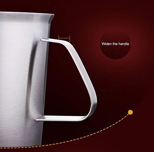 KSENDALO 32Oz/4Cup Stainless Steel Pitcher (SUS304), 1 Liter Metal Container for Water, Milk, Liquid with Handle with Engraved Markings, Silver