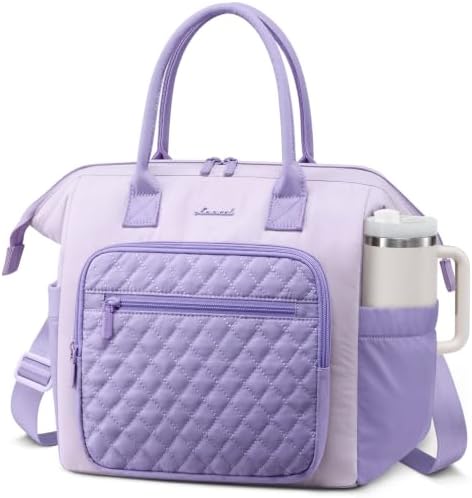 LOVEVOOK Lunch Bag Women,Puffy Insulated Lunch Box Women with Cup Holder