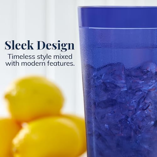 US Acrylic Cafe Plastic Reusable Tumblers (Set of 16) 20-ounce Water Cups Coastal Colors | Restaurant Style Drinking Glasses Value Set, Stackable, BPA-free, Made in the USA | Top-rack Dishwasher Safe