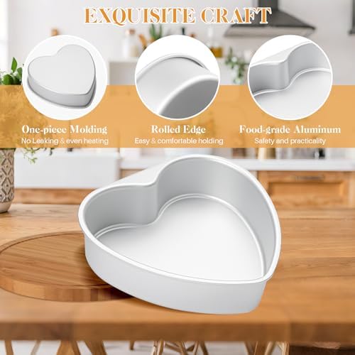10 Inch Heart Shaped Cake Pans,2 Pack Non-stick Aluminum Heart Pan