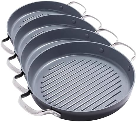 GreenPan Valencia Pro Hard Anodized Healthy Ceramic Nonstick 11" Grill Pan, PFAS-Free, Induction, Dishwasher Safe, Oven Safe, Gray (Pack of 4)