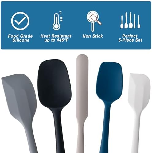 Silicone Spatula Set,5 Piece Food Grade Rubber Spatulas,Multicolor2