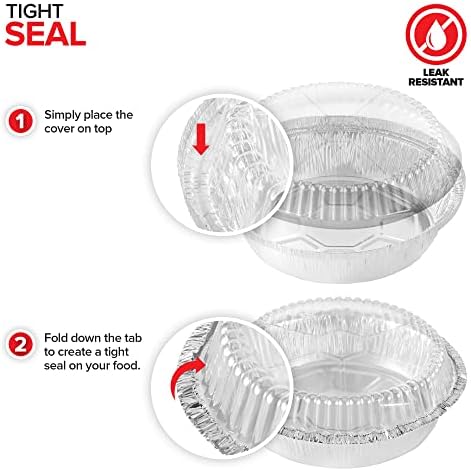 Stock Your Home 9" Round Aluminum Foil Pans with Lids (40 Pack) Pie Tins Disposable 9 Inch with Lid, To-Go Containers for Pies, Cheesecake, Cinnamon Rolls, Flan, 2" Deep Dish Cake Pan for Holidays