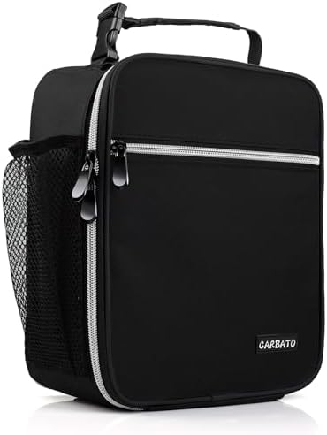 Lunch Bag, Durable Insulated Lunch Box Reusable Adults Tote Bag Lunch Bag Durable Reusable for Adults (Black-White)