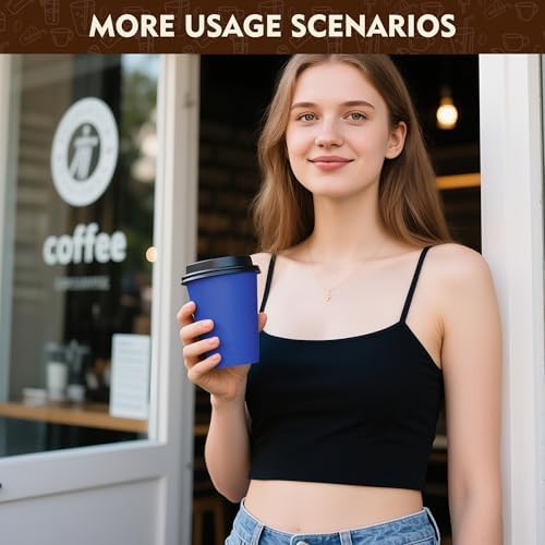 YEEHAW 16 oz Coffee Cups with Lids, Blue, 100 Pack