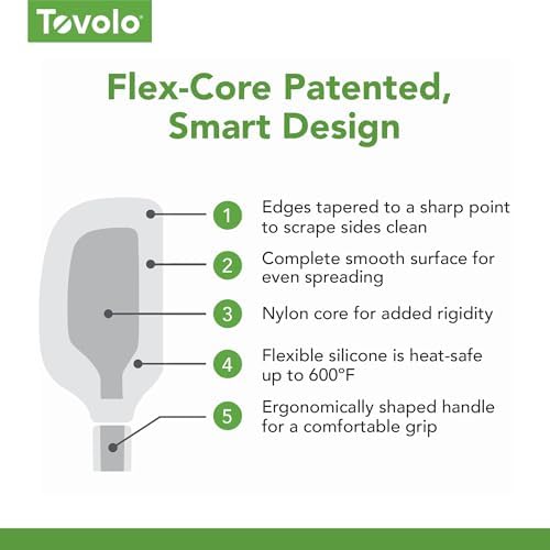 Tovolo Flex Core 5 Piece Silicone Spatula Set Heat Resistant All Silicone Utensils Include Non Stick Spatula Spoonula Jar Scraper, Dishwasher Safe BPA Free Spatulas for Baking Mixing, Charcoal Gray