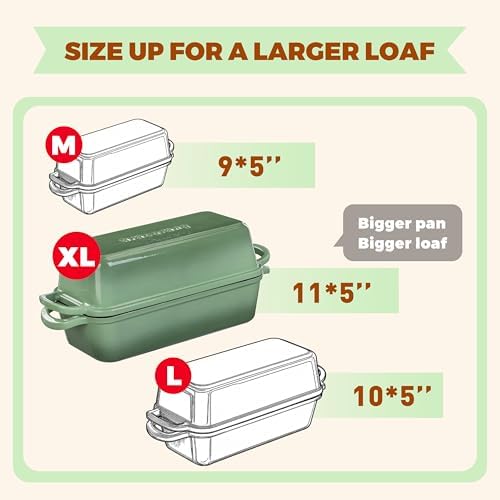 Cast Iron Loaf Pan with Lid, 11x5 Inch 5.8 Qt Sourdough Pan