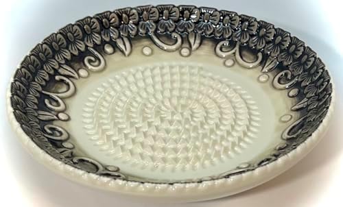 BonCera, Premium Ceramic Garlic Grater Plate Set - Black Embossed