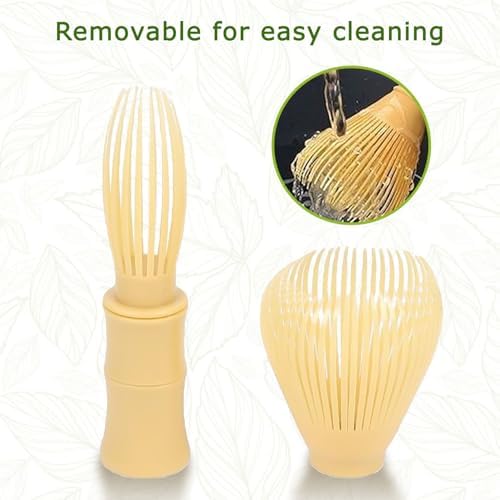 Matcha Whisk, Reusable Plastic Ceramic Matcha Whisk Easy to Clean Stirring Tool for Japanese Matcha Green Tea Ceremony (Yellow)