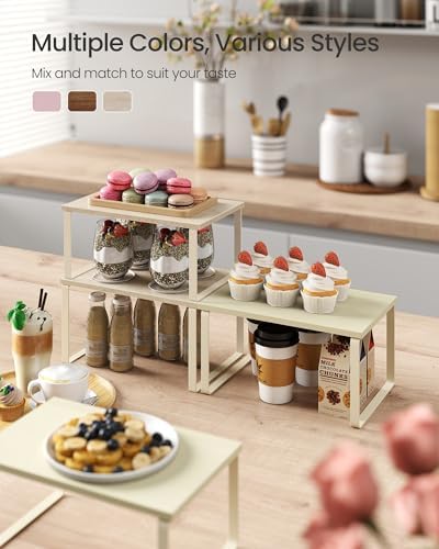 SONGMICS Cabinet Organizer Shelf, Set of 2 Spice Rack, Kitchen Storage