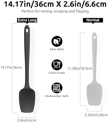 U-Taste 14" Long Silicone Spoonula, 600°F High Temp Spoon Spatula, Black