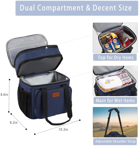 GLENKEY Expandable Lunch Box Insulated Leakproof Cooler Bag Work Outdoor