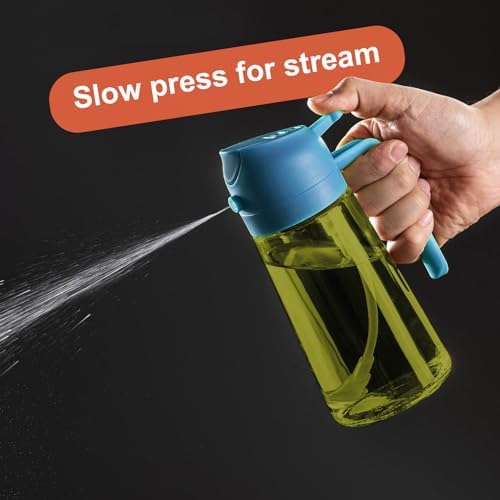CXINYI - 16oz/470ml Olive Oil Dispenser for Kitchen with Stickers - 2 in 1 Olive Oil Sprayer for Cooking, Air Fryer, and Salad, Black&Blue (Light-Proof Kitchen Gadget)