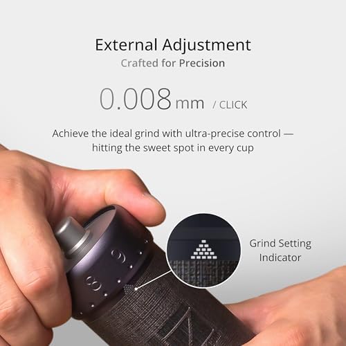 1Zpresso J-Ultra Manual Coffee Grinder Iron Gray, Conical Burr, Foldable Handle, Magnet Catch Cup Capacity 40g, Numerical Adjustable Finely Setting, Faster Grinding Efficiency Ideal for Espresso