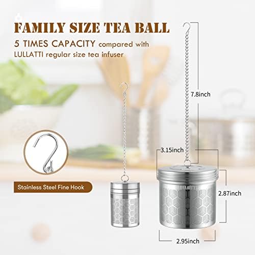 Extra Large Tea Ball Infuser for Pitcher(2 Pack), 18/8 Stainless Steel Tea Steeper, Extra Fine Mesh Tea Strainer Perfect for Brewing Herbs, Iced Tea, Coffee, Cooking Soup
