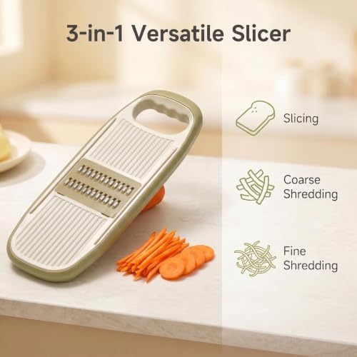NACOLUS Handheld Mandoline Slicer for Kitchen,3 Blades with Hand Guard