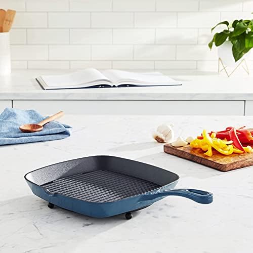 Cuisinart , 9.25" Square Grill Pan, Enameled Provencial Blue