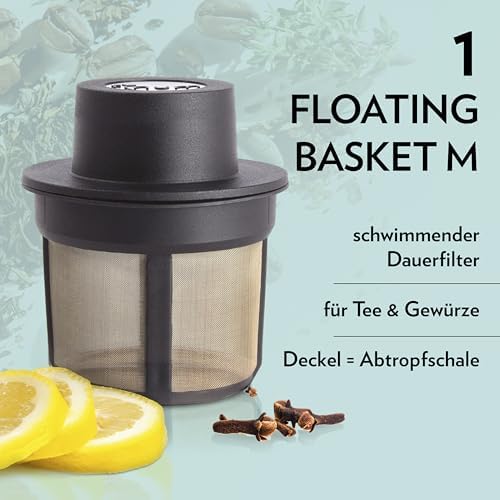 Finum 63/421.40.00 Floating Brewing Basket, Medium, Black