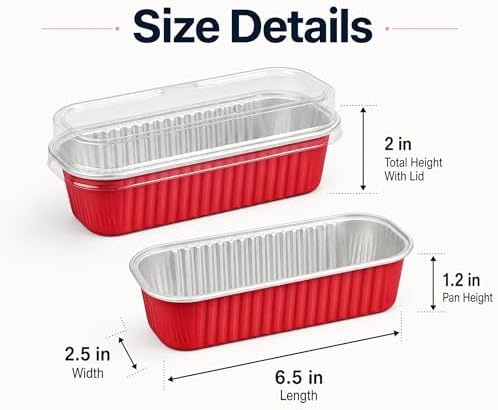 50 Pack Red 6.8oz Mini Cake Pans with Lids, Spoons and Stickers