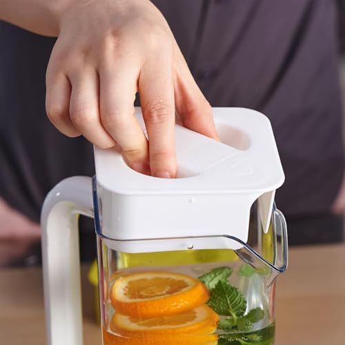 CURTA 1 Pack 2 Liters/68 oz Plastic Pitcher with Lid & Handle for Kitchen,ICED JUICE and Coffee Carafe Beverage Serveware, Acrylic Water Jug for Hot/Cold Drinks&lemonade