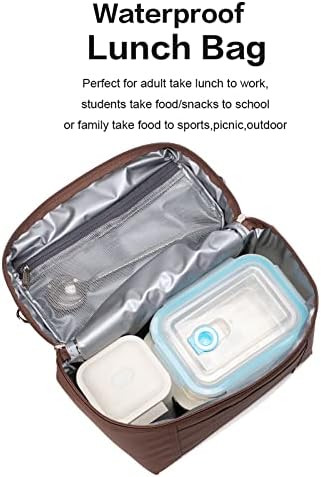 NOL 8L Insulated Lunch Bags for Women Cooler Bag Lightweight Nylon Waterproof Lunch Box For WorkMedium(normal), Coffee