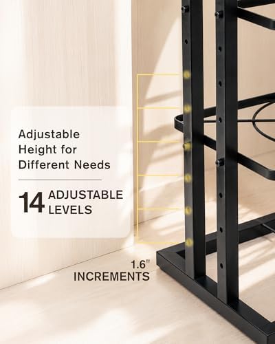 HULISEN Pots and Pans Organizer Under Cabinet, Adjustable 6-Tier Pot Rack