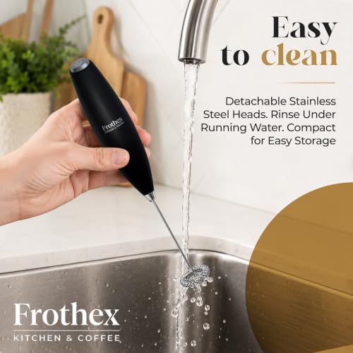 Milk Frother Handheld Electric Whisk with Stand & Batteries Coffee Latte