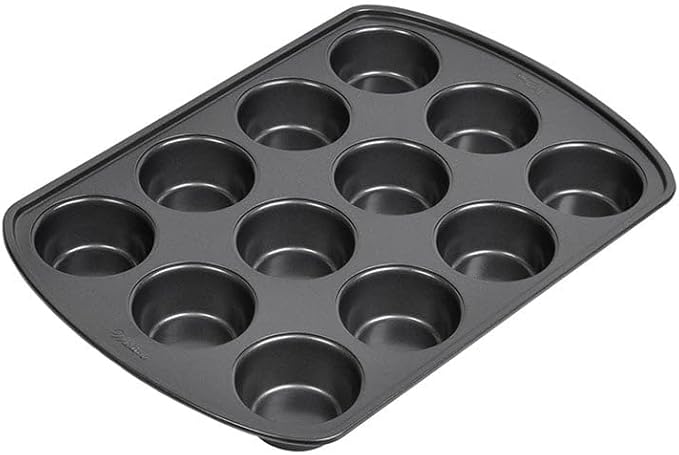 Wilton Gold Non-Stick 12 -Cup Muffin Pan, Cold-Rolled Steel Bakeware, Made without PFAS, 10.5 x 15 x 1.4 in, Packaging May Vary