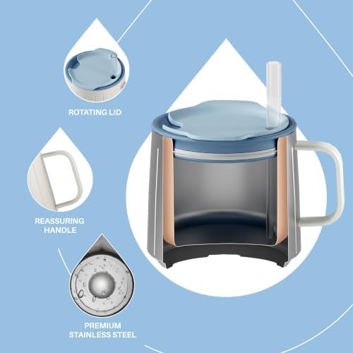 Ideus 14 oz Insulated Coffee Mug with Lid and Straw (White, FUJI NOVA)