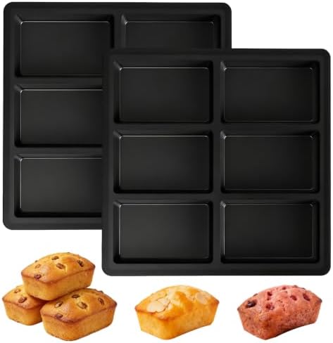 Silicone Mini Bread Loaf Pan Set of 2, 6-Cavity Baking Molds