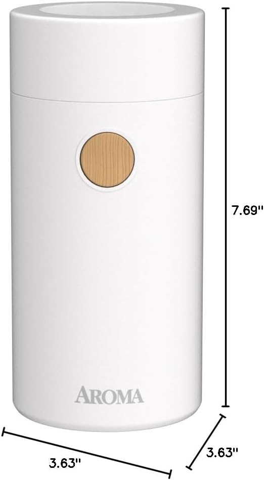 Aroma Housewares Mini Coffee Grinder and Electric Herb Grinder with 304 Stainless Steel Grinding Blades and a Premium Clear Lid (40 g.), White