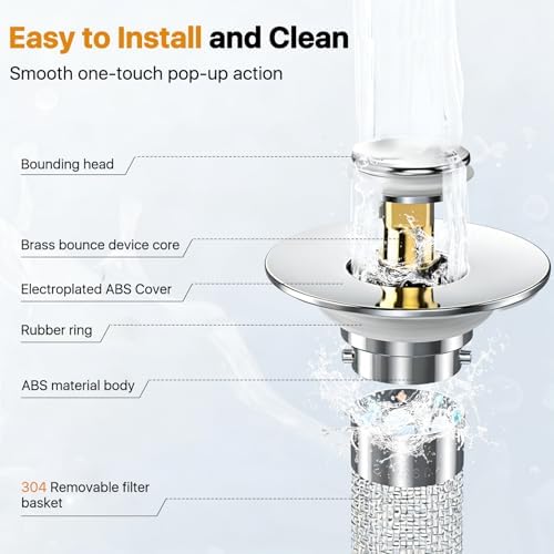 3PCS Bathroom Sink Drain Strainer Hair Catcher, Pop Up Universal Sink Drain Stopper with Removable Drain Filter Basket,Stainless Steel Drain Filter Cover Replacement, Sink Plug, Sink Trap,Drain Screen