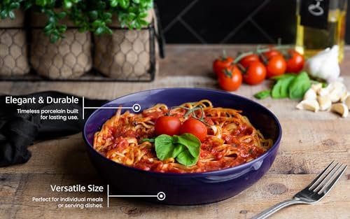 KooK Pasta Bowls, For Soups & Salads, Set of 4, 40 oz, Cobalt Blue