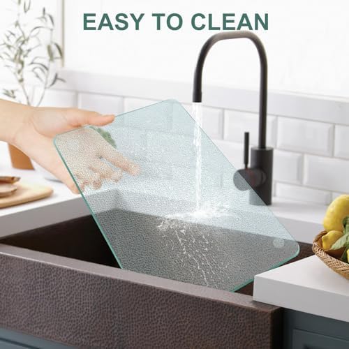 Tempered Glass Cutting Board, 12x16" Glass Cutting Board for Kitchen Counter,Large Size Frosted Glass,with Non-Slip Feet, Scratch Resistant,Heat Resistant