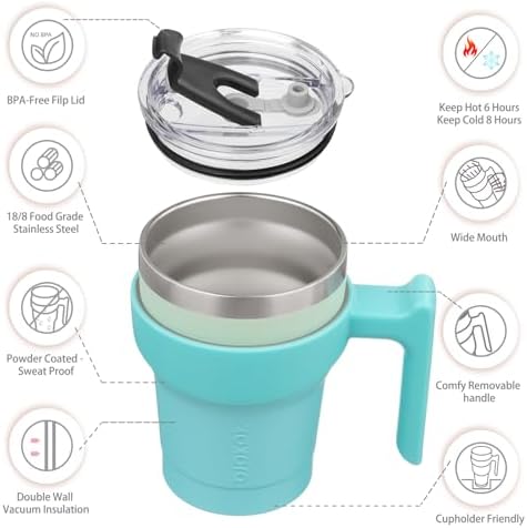 BJPKPK 10 oz Mini Tumbler with Lid, Straw & Handle, Insulated Steel Cup