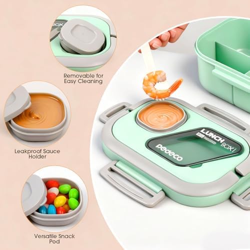PEDECO Green Lunch Box Set with Bag & Utensil, Leak Proof for Women Men Kid