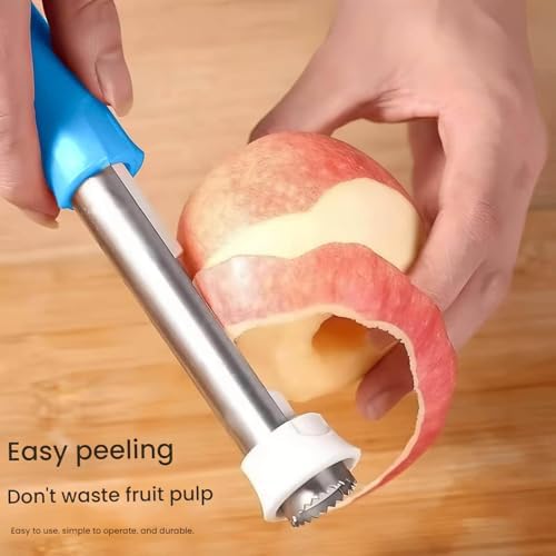 2 in 1 Stainless Steel Apple Corer Peeler Kitchen Gadget (Blue)