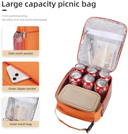 Lovoeo Lunch box Lunch bag for men women Insulated Lunchbox Lunch bags for Work Picnic Travel (Orange)