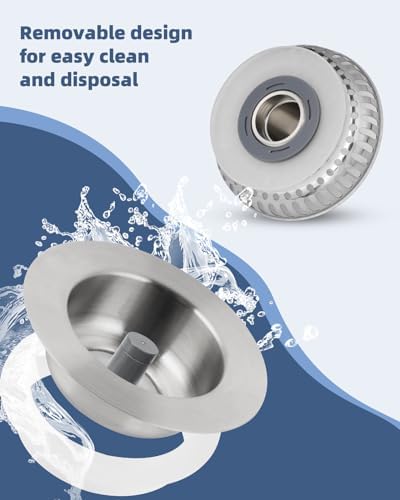 3-in-1 Kitchen Sink Strainer Stopper Combo, Universal Fit, All Metal